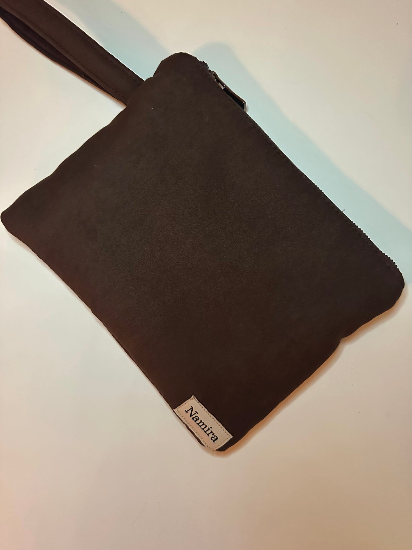 Brown handbag-σουέτ