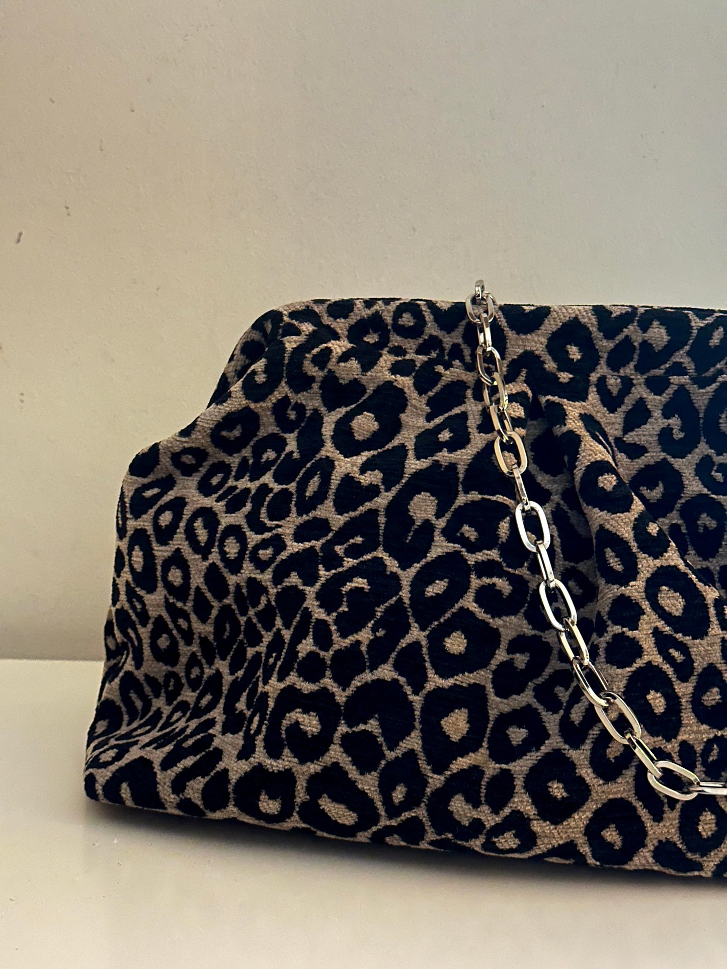 Brown leopard clutch bag-large
