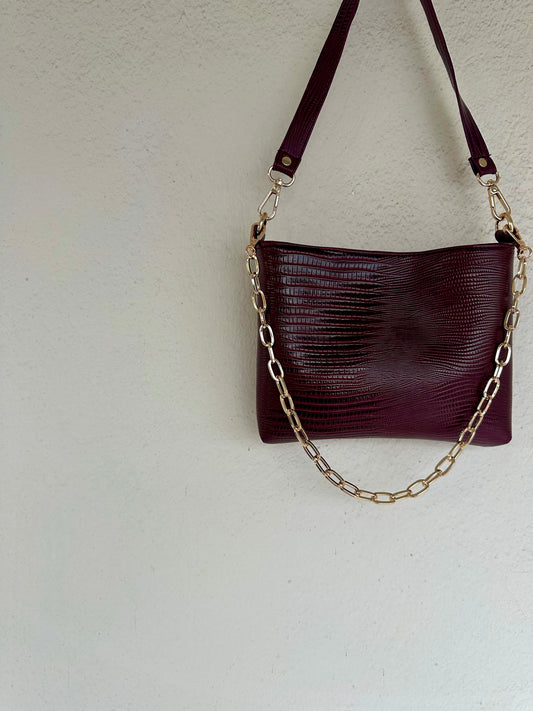 Mini shoulder bag-burgundy