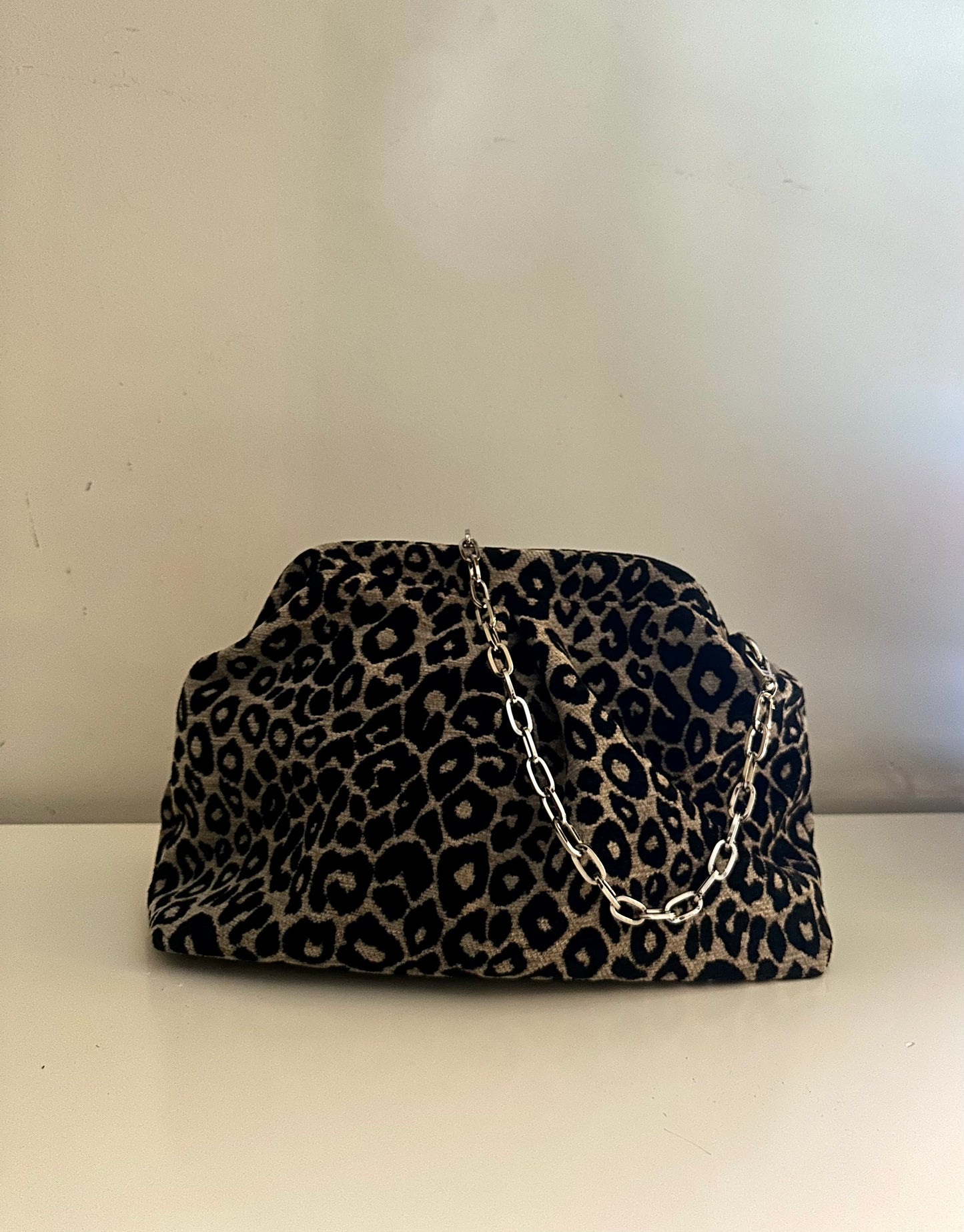 Brown leopard clutch bag-large