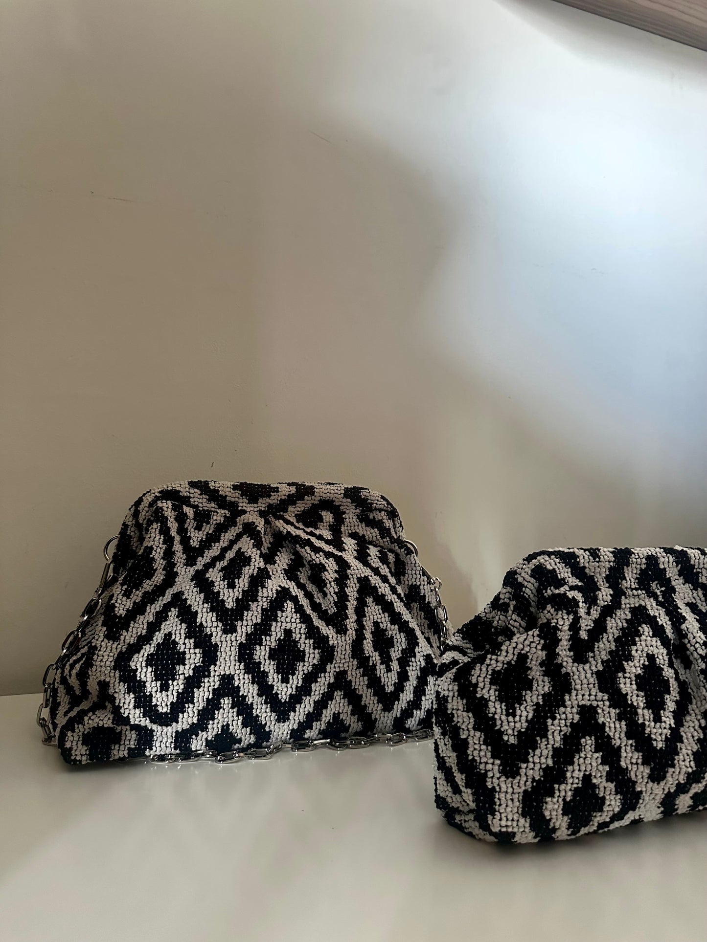 Black and white clutch-small