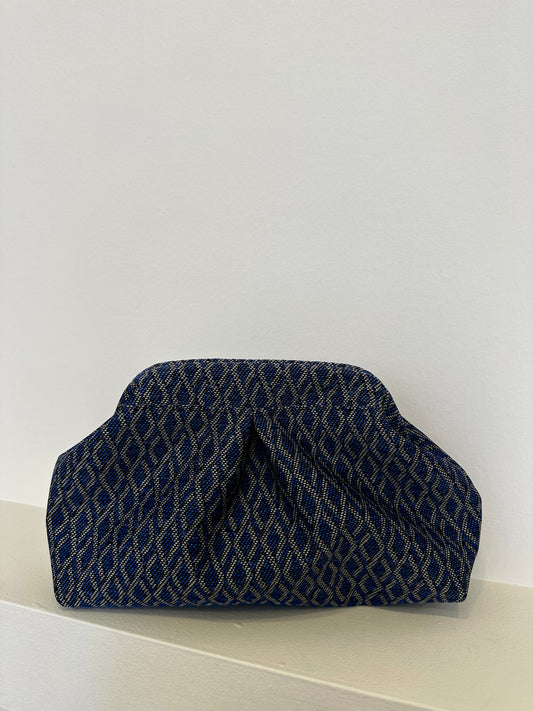 Denim print clutch