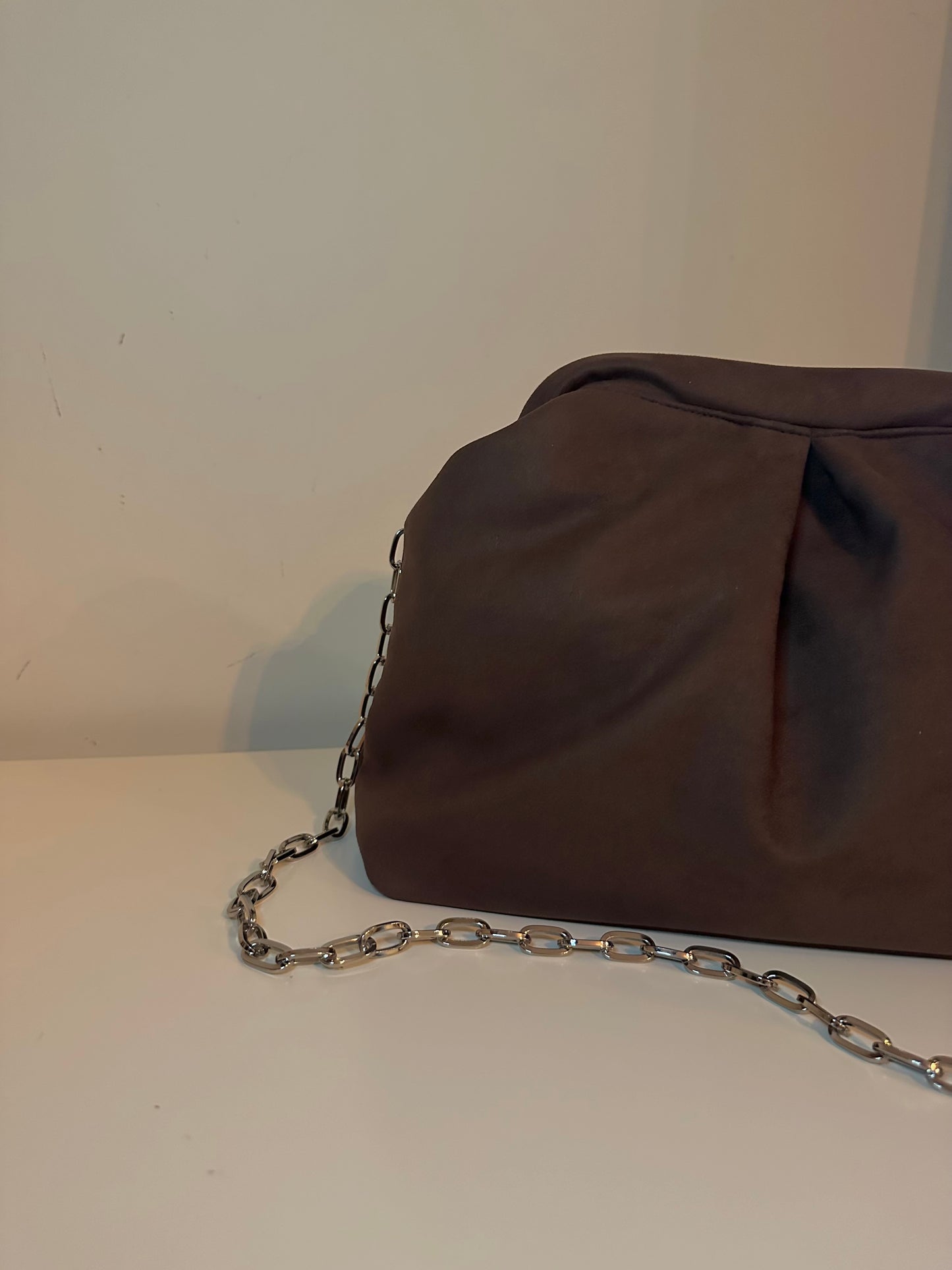Clutch bag σουέτ καφέ -large
