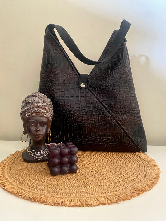 Croco brown shoulder bag
