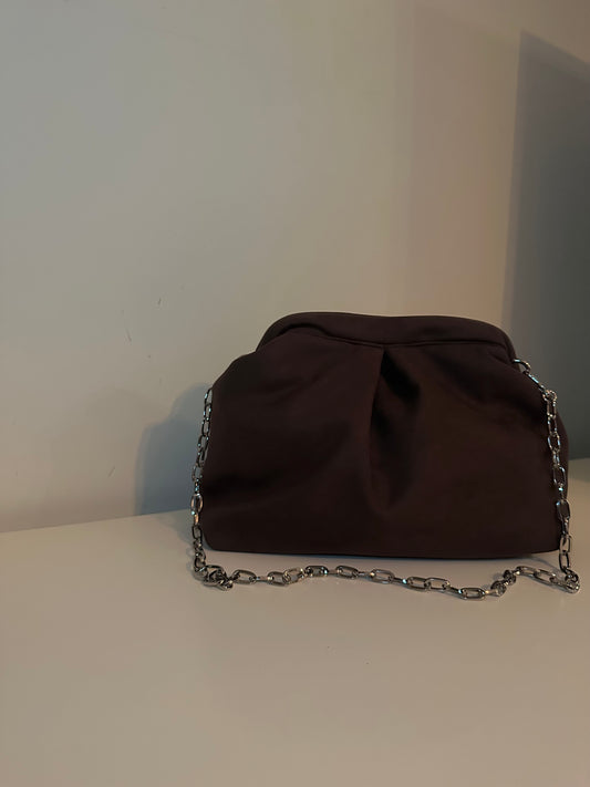 Clutch bag σουέτ καφέ -large