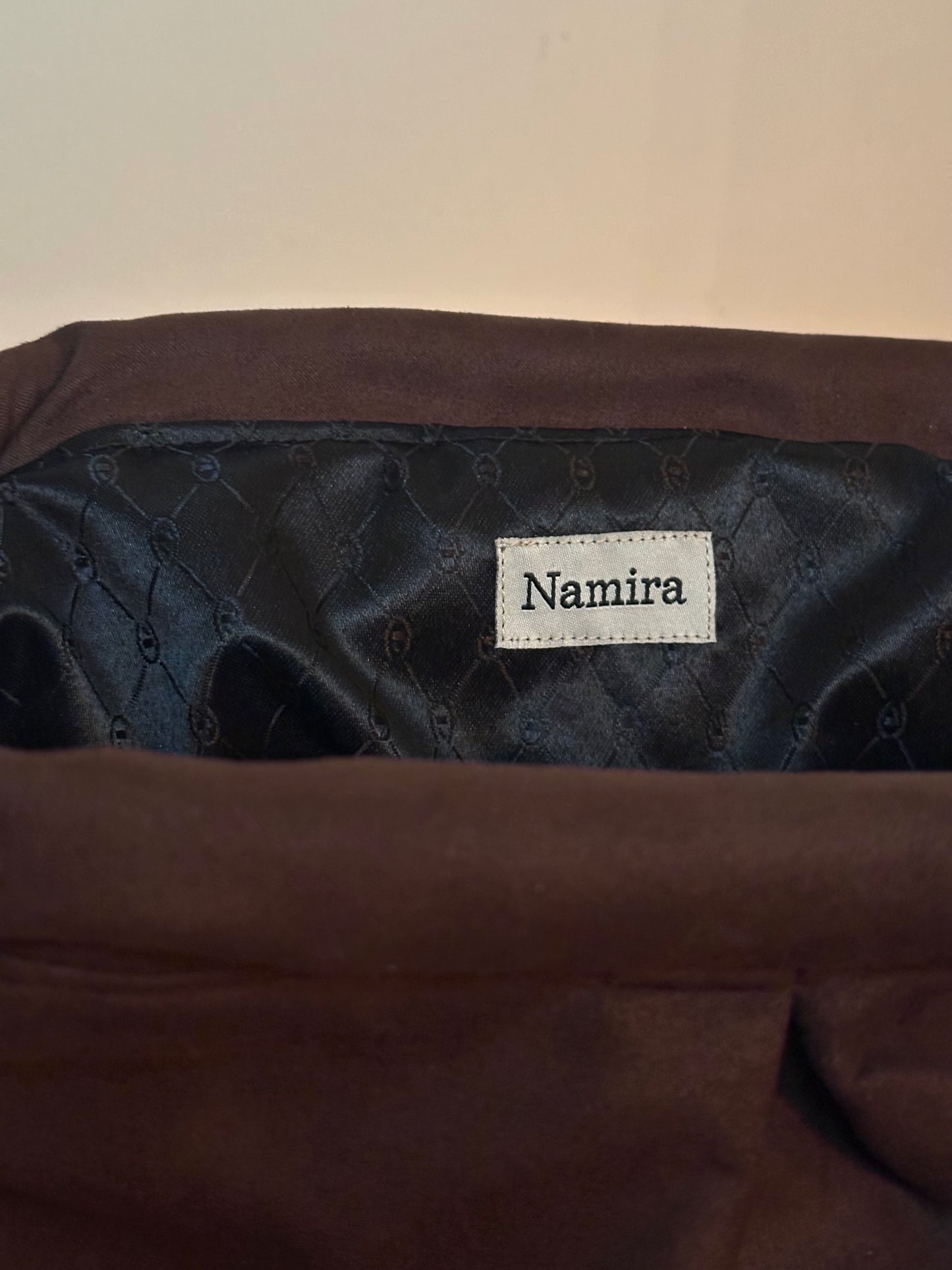 Clutch bag σουέτ καφέ -large